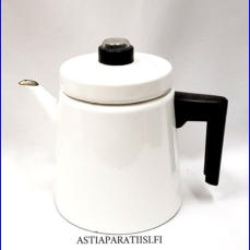 FINEL EMALI,'Pehtoori' kahvipannu,valkoinen noin 1,5 Ltr,Design:Antti Nurmesniemi,suunniteltu 1957,Korkeus n.19 cm, 1 kpl,199€,( Tuote nro / Item #103N )
