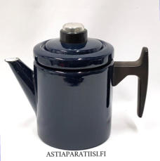FINEL EMALI,Pikku-Pehtoori kahvipannu,tumma petrooli,Design:Antti Nurmesniemi,suunniteltu 1957,Kuntokuvaus  k�yt�n j�lki�,Korkeus n.16 cm, 0 kpl,( Tuote nro / Item #112N )