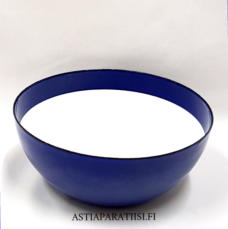 FINEL EMALI,Kaksiv�rinen,sinivalkoinen  emali kulho,Design:Kaj Franck,Tuotannossa 1959 luku,Kuntokuvaus k�yt�n j�lki�,Halkaisija n. 16 cm,Korkeus n.7 cm, 1 kpl,34� /kpl ( Tuote nro / Item #140N )