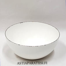 FINEL EMALI,valkoinen kulho,Design:Leif Eriksson,Tuotannossa 1970- luku,Kuntokuvaus k�yt�n j�lki�,Halkaisija n. 14 cm,Korkeus n.6 cm, 1 kpl,28� /kpl ( Tuote nro / Item #144N )