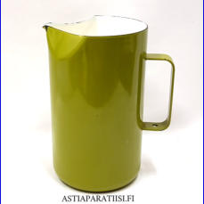 ARABIA FINEL EMALI kannu /emalikaadin vihre�,Tuotannossa1960-70 luvulla,Kuntokuvaus k�yt�n j�lki� ,Halkaisija n. 12 cm,Korkeus n.19 cm, 0 kpl,( Tuote nro / Item #150N )