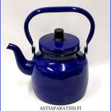 KOCKUMS-ARABIA-W�RTSIL�,Tummansininen pannu Emaloitu ter�s,Design:Persson Sigurd,Tuotannossa 1966- luku,Kuntokuvaus  v�h�isi� k�yt�n j�lki�,Halkaisija n. 10 cm,Korkeus n.13 cm, ilman kantta ja kahvaa,0 kpl, ( Tuote nro / Item #159N )