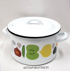 HACKMAN EMALI, iloinen Kes� , kattila sesonkituote,Design:Dog Design,Tuotannossa 2012- luku,Kuntokuvaus  huippukuntoinen,v�h�isi� k�yt�n j�lki�,Halkaisija n. 13,2 cm,Korkeus n.22 cm, ilman kantta ja kahvaa,0 kpl, ( Tuote nro / Item #164N)