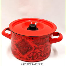 FINEL EMALI, Neptun  retro kattila, Design:Esteri Tomula, Suunniteltu 1965-1970,v�h�isi� k�yt�n j�lki�,Halkaisija n.19 cm,Korkeus n.12,5 cm, ilman kantta ja kahvaa,0 kpl, ( Tuote nro / Item #171N)