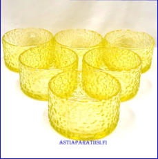 RIIHIM�EN LASI, Jesperi  J�lkiruokamalja / tarjoilukulho,Design: Erkkitapio Siiroinen,Valmistettu 1971-73-luku,halkaisija n. 10 cm, Korkeus n 6 cm ,11 kpl. 24�/kpl,.( Tuote nro / Item #129LJ )