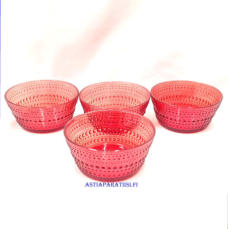 IITTALA, Vaaleanpunainen Kastehelmi J�lkiruokamalja / tarjoilukulho,Design:Oiva Toikka,halkaisija n. 10,8 cm, Korkeus n 5,2 cm ,6 kpl. 28�/kpl,.( Tuote nro / Item #134LJ )