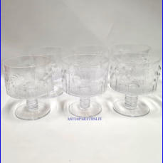 NUUTAJ�RVI LASI ,Flora J�lkiruokamalja  10 cl, Design:Oiva Toikka,1983 - 1987-luvulta, halkaisija n. 8 cm, Korkeus n. 9,6 cm , 5kpl. 34�/kpl.( Tuote nro / Item #164LJ )