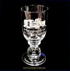 NUUTAJ�RVI LASI,Linna-sarja,Apilanlehti, " Kastelholman linna " Design: Oiva Toikka,Tuotannossa: 1980,Korkeus n.19 cm, halkaisija n.8,4 cm,1 kpl,38� /kpl ( Tuote nro / Item #174J )