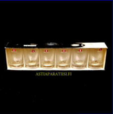 IITTALA, "Mini"  Ryyppylasi koko paketti uusi 6kpl,Design:Tapio Wirkkala ,Tuotannossa: 1966,Korkeus n.5,5 cm ,halkaisija n.3,8 cm, ( Tuote nro / Item #179J )