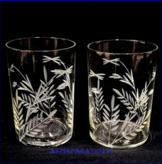 Ven�l�iset juomalasit, hiotut, Tuotannossa 1960,korkeus n.9,8 cm ,halkaisija n.6,5 cm, 0 kpl,( Tuote nro / Item #266J )