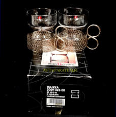 IITTALA, " Tsaikka " kirkas  teelasi alkuper�ispakkaus 23 cl,Design:Timo Sarpaneva, Tuotannossa 1957,Korkeus n.8 cm ,halkaisija n. 6,7 cm, 2 kpl,25 � yht.( Tuote nro / Item #313J )
