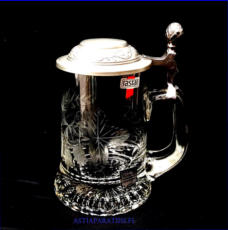 SAKSALAINEN KRISTALLI Oluttuoppi "Kristallglas mundgeblasen handgeschliffen",Korkeus n.14,5 cm ,halkaisija n.7,5 cm, 1 kpl,32�/kpl,( Tuote nro / Item #326J )