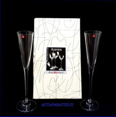 IITTALA / NUUTAJ�RVI, Aurora Samppanja- / kuohuviinilasi, "uusi pakkaus"Design:Heikki Orvola , Tuotannossa 1973-2011,Korkeus n.26,7 cm, halkaisija n.5,3 cm, kaksi kappaletta pakkauksessa, 68 � / paketti  ( Tuote nro / Item #328J )