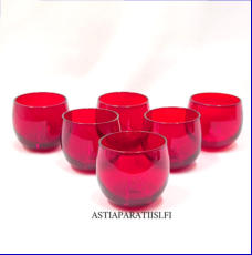NUUTAJ�RVI, Marja Cocktail Lasi 2745 Rubiininpunainen,Design:Saara Hopea,Suunniteltu: 1956,Korkeus n. 5 cm , Halkaisija n.5 cm,6 kpl,32 �/kpl.( Tuote nro / Item #355J )