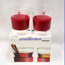 IITTALA, HotCool lasi, teelasi, juomalasi, gl�gilasi punainen v�ri,Design:Bj�rn Dahlstr�m,Suunniteltu 2003,Korkeus n. 11 cm , Halkaisija n.8 cm,2 kpl kaksi kappale pakkauksessa,28 �/yht.( Tuote nro / Item #359J )