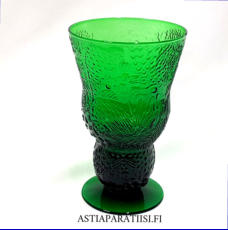 NUUTAJRVI , vihre Fauna jalallinen viinilasi,Design:Oiva Toikka,Suunniteltu:1970,Korkeus n. 14 cm , Halkaisija n.8,8 cm,4 kpl,48 /kpl,( Tuote nro / Item #366J )
