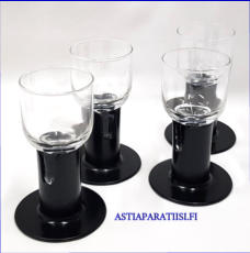 IITTALA,Kaveri -cocktaillasi, Irrotettava muovijalka.Design:Jorma Vennola,Suunniteltu: 1979,Korkeus n.12 cm , Halkaisija n.5,4 cm,4 kpl,25�/kpl,( Tuote nro / Item #393J )