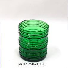 NUUTAJ�RVI,Rustica snapsilasi  vihre� v�ri.Design:Kaj Franck,Suunniteltu: 1963,Korkeus n.5,2 cm , Halkaisija n.4,3 cm, 4 kpl,12 � /kpl,tai 40�/yht. ( Tuote nro / Item #397J )