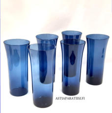 NUUTAJ�RVI, trumpettilasi sininen v�ri,Design:Kaj Franck,Suunniteltu: 1954-65,Korkeus n.15 cm , Halkaisija n.6,7 cm, 6 kpl,26 � /kpl,( Tuote nro / Item #428J )