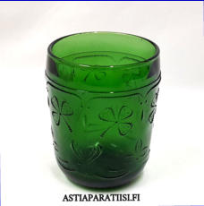 NUUTAJ�RVI ,Apilanlehti vihre� juomalasi,Korkeus n.9 cm , Halkaisija n.6,5 cm,1 kpl,36�/kpl.( Tuote nro / Item #441J )