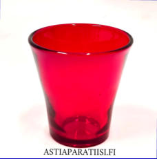 RIIHIM�EN LASI, V�rillinen juomalasi.rubiininpunainen , 1950-luku, Korkeus n.8 cm , Halkaisija n.7,7 cm, 1 kpl,38�/kpl.( Tuote nro / Item #450J )