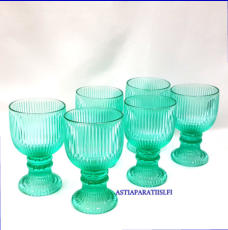 IITTALA,"Viktor" vihre� Juomalasi,Design,:Valto Kokko, Tuotannossa: 1980, Korkeus n.13,5 cm , Halkaisija n.8 cm, 6 kpl,27�/kpl,( Tuote nro / Item #457J )