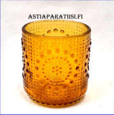 RIIHIM�EN LASI,Grapponia Juomalasi amber,Design:Nanny Still,Puristelasi 1970-luku,,Korkeus n. 7,2 cm , Halkaisija n.6,8 cm,10 kpl,20 �/kpl.( Tuote nro / Item #568J )