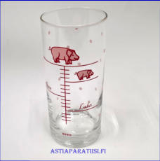 ERITT�IN Harvinainen Juoma mittalasi sian kuvia,Korkeus n. 13,2 cm , Halkaisija n.6,2 cm,0 kpl,.( Tuote nro / Item #613J )