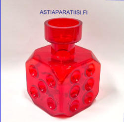 RIIHIM�EN LASI,"Arpa on heitetty punainen v�ri ,Design:Erkkitapio Siiroinen,1970-75-luku,Korkeus,n. 17 cm, halkaisija,n. 11,5 cm.,1kpl,185� ( Tuote nro / Item # 118K)