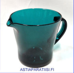 RIIHIM�EN LASI ,Kannu , turkoosi v�ri,Korkeus,n. 13 cm, halkaisija,n. 13 cm,1kpl,75� ( Tuote nro / Item # 135K)