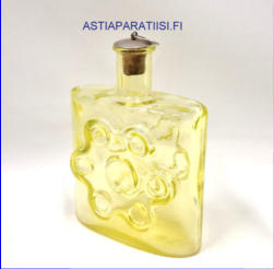 RIIHIM�EN LASI,paukkurauta koristepullo, keltainen v�ri,Design:Erkkitapio Siiroinen,1970-72-luku,Korkeus,n. 17 cm, halkaisija,n. 14 cm,1kpl,125� ( Tuote nro / Item # 146K)'