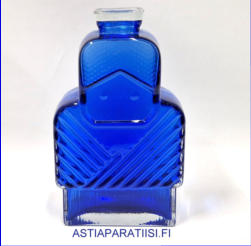 RIIHIMEN LASI,isoiti koristepullo,sininen vri,Design:Helena Tynell,1969-70-luku,Korkeus,n. 20 cm, halkaisija,n. 12 cm X 6 cm,0kpl,( Tuote nro / Item # 166K)