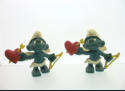 Smurffi muovi figuuri, 1981, kork. n. 5,2cm, pohjassa numero  1 ja toisessa  4, 10/kpl. 