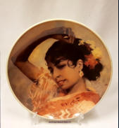 KERMANSAVI. Albert Edelfelt, Tanssiva Gitana 1881, Punkaharjun retretti 1983,halkaisija n.25,5 cm,1 kpl,85�/kpl