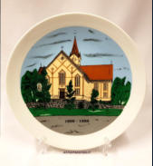 LC � Merikarvian kirkkon sein�lautanen, nro. 92, Design: H.H.,halkaisija n.24 cm,1 kpl,45�/kpl