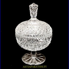 Kristallimalja kannella,Korkeus,n.18,5 cm,halkaisija,n.11 cm,0kpl,( Tuote nro / Item #121KR )