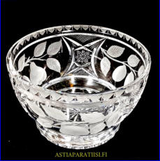 RIIHIMEN LASI, Kristallikulho Virpi , Design:Aimo Okkolin,Korkeus,n. 12 cm,halkaisija,n. 19,5 cm,1kpl,185/kpl ( Tuote nro / Item #129KR )