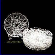 RIIHIMEN LASI, Kristalli Tarjoilulautanen.halk. n. 15cm, 5kpl, 35/kpl. ( Tuote nro / Item #131KR )