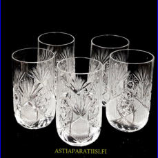 Kristallinen juomalasi, Korkeus,n. 11,5 cm,halkaisija,n. 6 cm, 5 kpl, 15/kpl ( Tuote nro / Item #145KR )