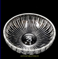 RIIHIMEN LASI,kristallimalja,Suomen vaakuna,Design:Aimo Okkolin,Korkeus,n.8 cm,halkaisija,n.24cm,1kpl,185/kpl ( Tuote nro / Item #143KR )