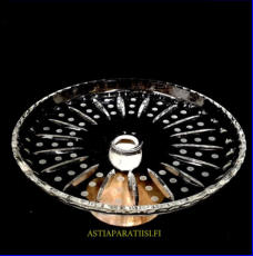 RIIHIMEN LASI, Jalallinen kristallimalja hopeajalka  / hedelmkulho,1976-luku,Korkeus,n. 10 cm,halkaisija,n. 25,5 cm,1kpl,250/kpl ( Tuote nro / Item #128KR )