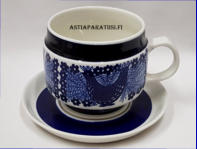 ARABIA,Sinilintu iso teekuppi / muki,Design:Raija Uosikkinen, malli XK5,Kupin korkeus n. 9 cm, halkaisija n. 9,3 cm,Suunniteltu vuonna 1949-64, 2 kpl,118€/kpl,( Tuote nro 107 Q )