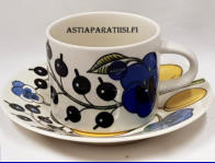 ARABIA,Paratiisi, tee/kahvikuppi,Design:Birger Kaipiainen,Kupin korkeus  n. 6,8 cm, halkaisija n. 8,5 cm,Suunniteltu vuonna 1969, 11 kpl,45€/kpl,( Tuote nro 101 Q )