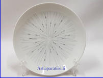 ARABIA,Stella pullalautanen / leiplautanen,Design: Raija Uosikkinen (koriste), Kyllikki Salmenhaara (malli),lautanen halkaisija n.15,8 cm, Suunniteltu vuonna  1957-1970, 5 kpl,22/ kpl ( Tuote nro 178PL )