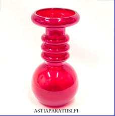 RIIHIM�EN LASI,Carmen k��nt�maljakko punainen,Design: Tamara Aladin,Valmistettu:1970-74-luku,Korkeus n.19,5 cm, halkaisija n.10,5 cm ,1 kpl,128� /kpl ( Tuote nro / Item #155MA )