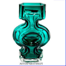 RIIHIM�EN LASI,Emma lasimaljakko vihre� v�ri , Design:Helena Tynell,Valmistettu:1968-74-luku,Suuaukon reunalla v�h�isi� k�yt�n j�lki�,Korkeus n.21 cm, halkaisija n.15 cm X 7 cm,0kpl, ( Tuote nro / Item #359MA )