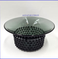 NUUTAJ�RVI, N�ppyl� lasimaljakko / kulho harmaa v�ri , Design: Saara Hopea,Valmistettu:1952-71-luku,Korkeus n.8,5 cm, halkaisija n.17,5 cm ,1 kpl,68� /kpl ( Tuote nro / Item #372MA )