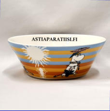 ARABIA, Muumikulho Rantael�m��, kes�kausikulho,Moomin Bowl, On the Beach (summer season bowl 2008),Design:Tove Slotte-Elevant,Korkeus n. 5.5 cm, halkaisija n. 15 cm 2 kpl,58�/kpl,( Tuote nro 202M )'