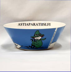 ARABIA, Muumikulho Nuuskamuikkunen,Moomin Bowl,Snufkin (2004-2014),Design:Tove Slotte-Elevant,Korkeus n. 5.5 cm, halkaisija n. 15 cm 4 kpl,38�/kpl,( Tuote nro 203M )'