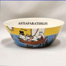 ARABIA, Muumikulho Purjehtien Tahmatassun ja Tuu-tikin kanssa, kes�kausikulho,Moomin Bowl, Sailing With Nibling & Tooticky (summer season bowl 2014),Design:Tove Slotte-Elevant,Korkeus n. 5.5 cm, halkaisija n. 15 cm, 0 kpl,( Tuote nro 205M )'